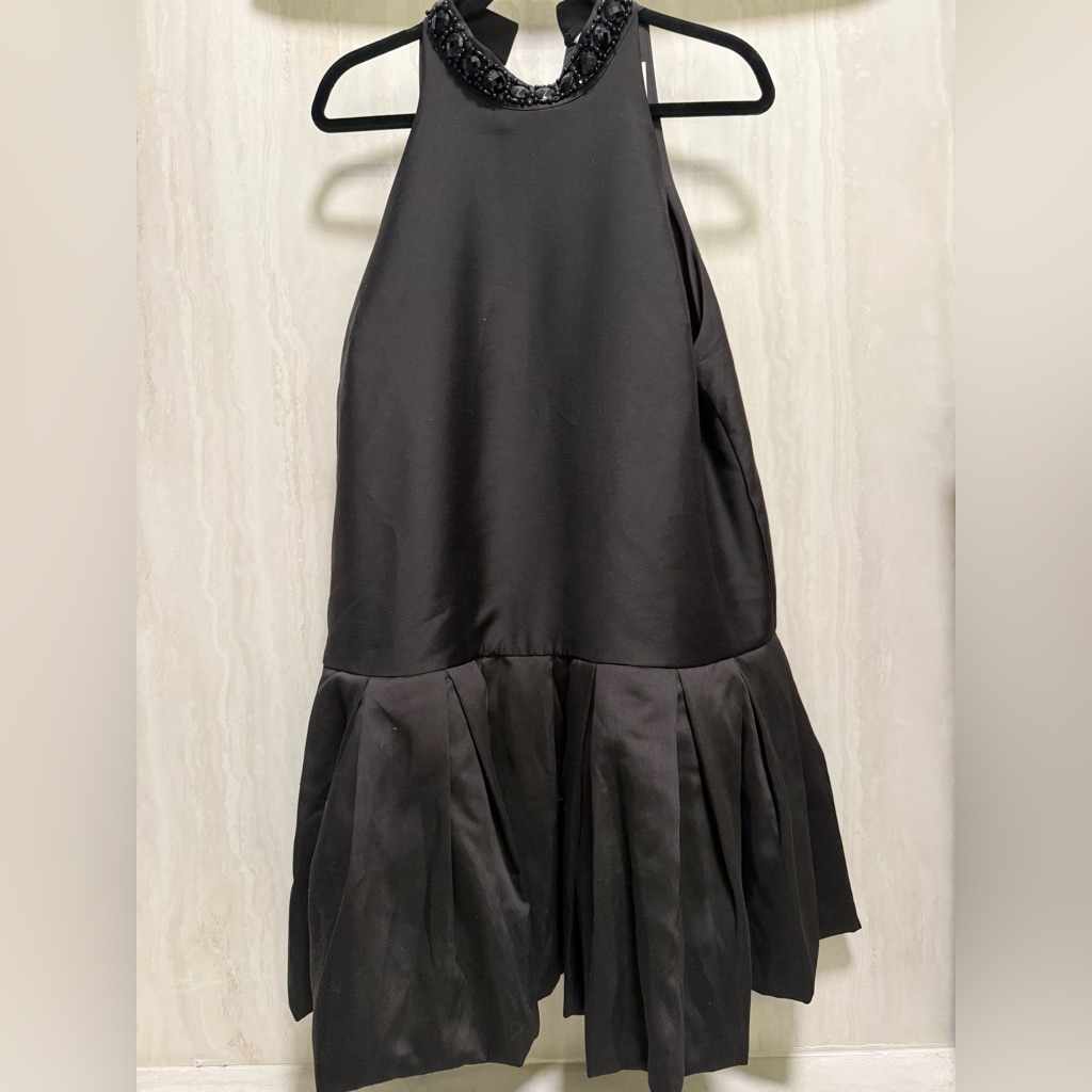 H&M Drop Waist Embellished Highneck Mini Dress